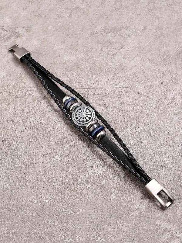Men Hollow Out Metal Decor Bracelet