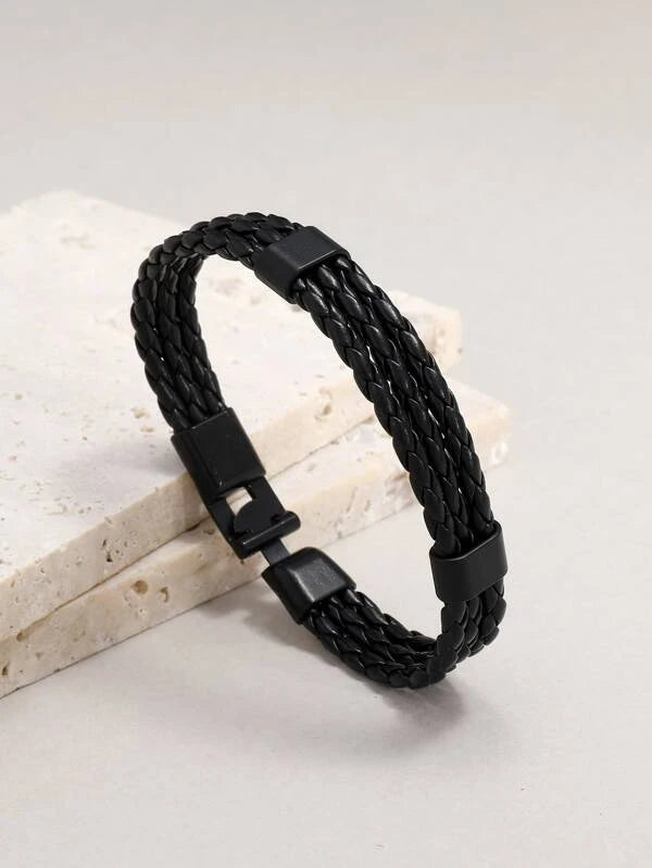 Men Solid Woven Bracelet
