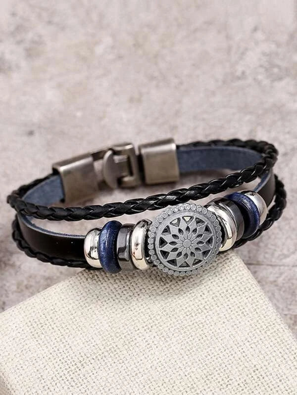 Men Hollow Out Metal Decor Bracelet