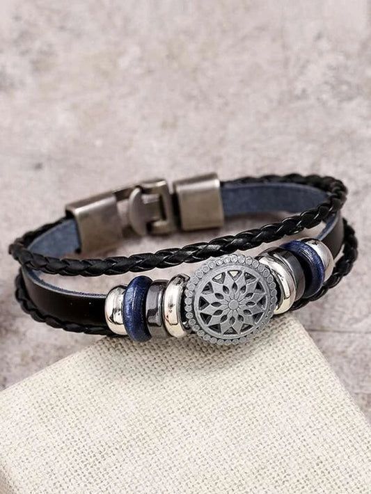 Men Hollow Out Metal Decor Bracelet