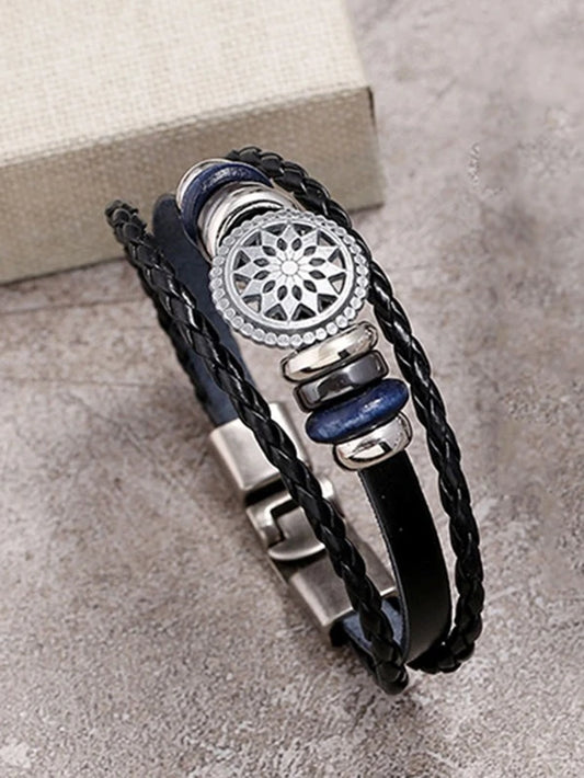Men Hollow Out Metal Decor Bracelet