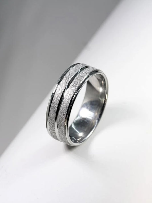 Men Stainless Steel Frosted Ring