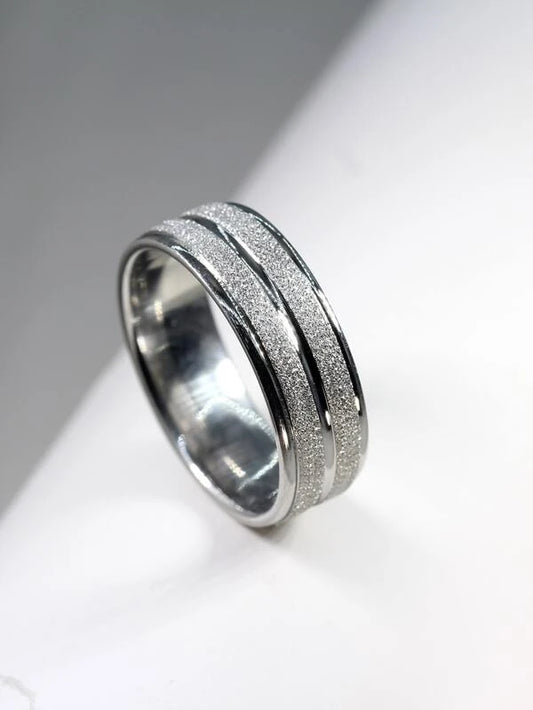 Men Stainless Steel Frosted Ring