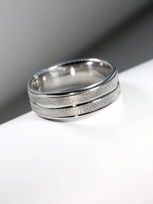 Men Stainless Steel Frosted Ring