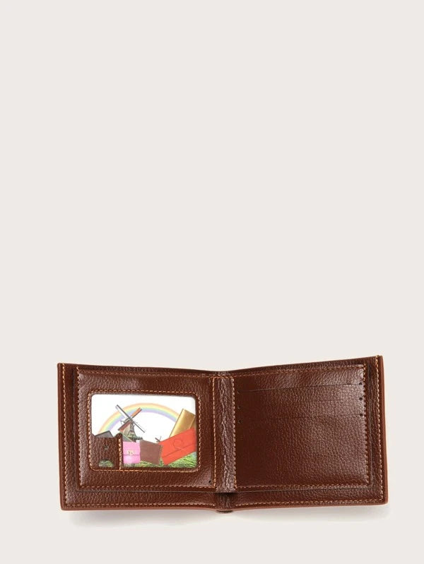 Men Letter Embossed Small Wallet
