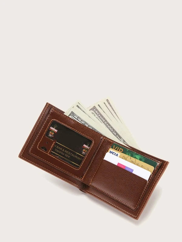 Men Letter Embossed Small Wallet
