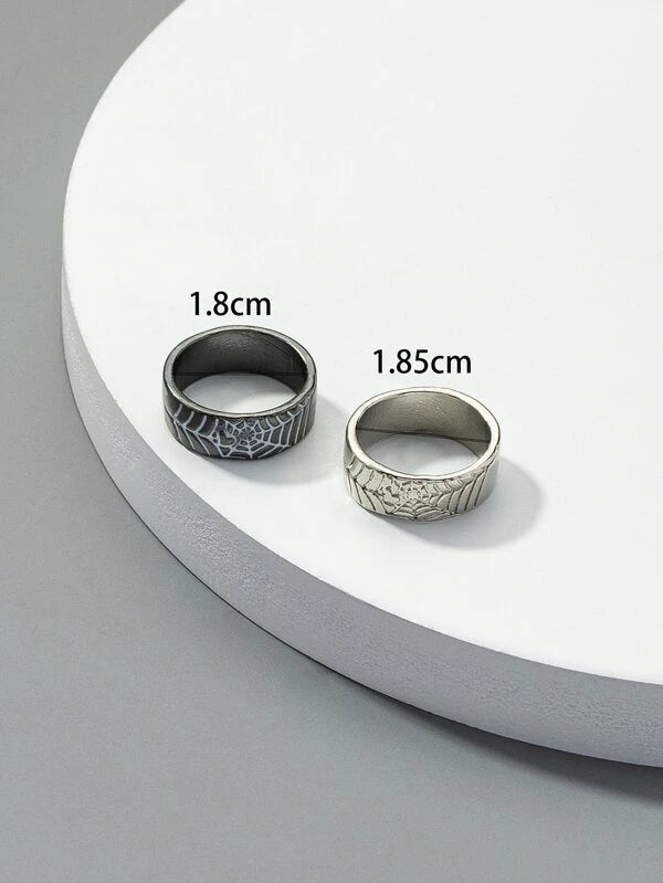 2pcs Men Spider Web Decor Ring