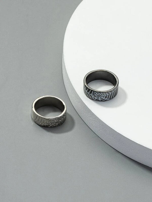2pcs Men Spider Web Decor Ring
