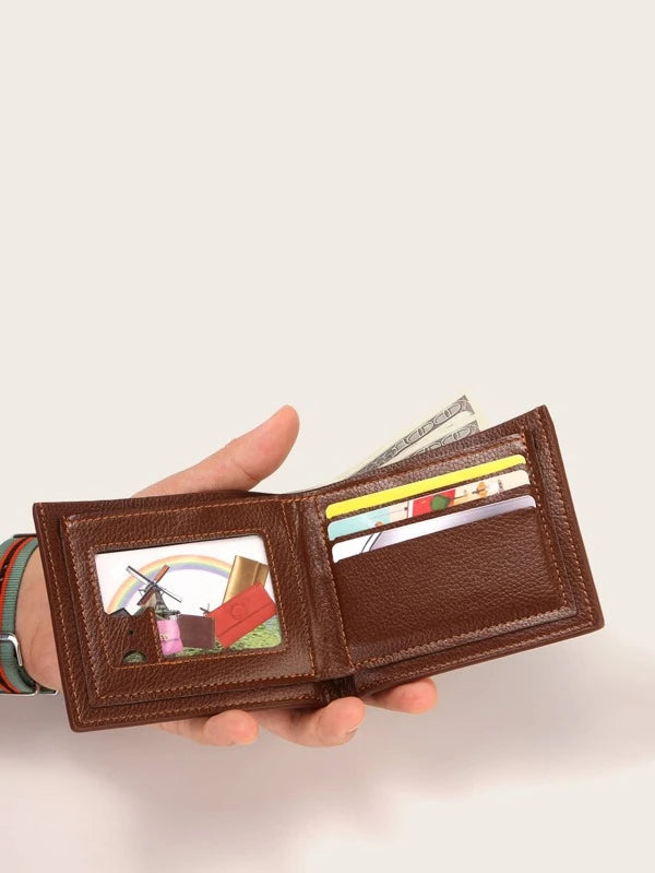 Men Letter Embossed Small Wallet