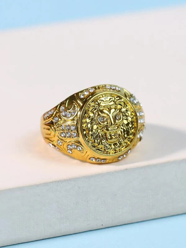 Men Lion Head Decor Ring
