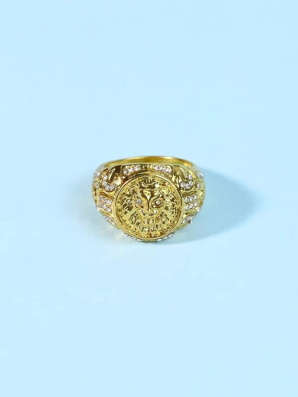 Men Lion Head Decor Ring