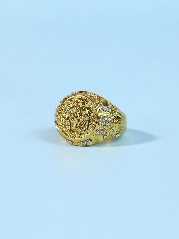 Men Lion Head Decor Ring
