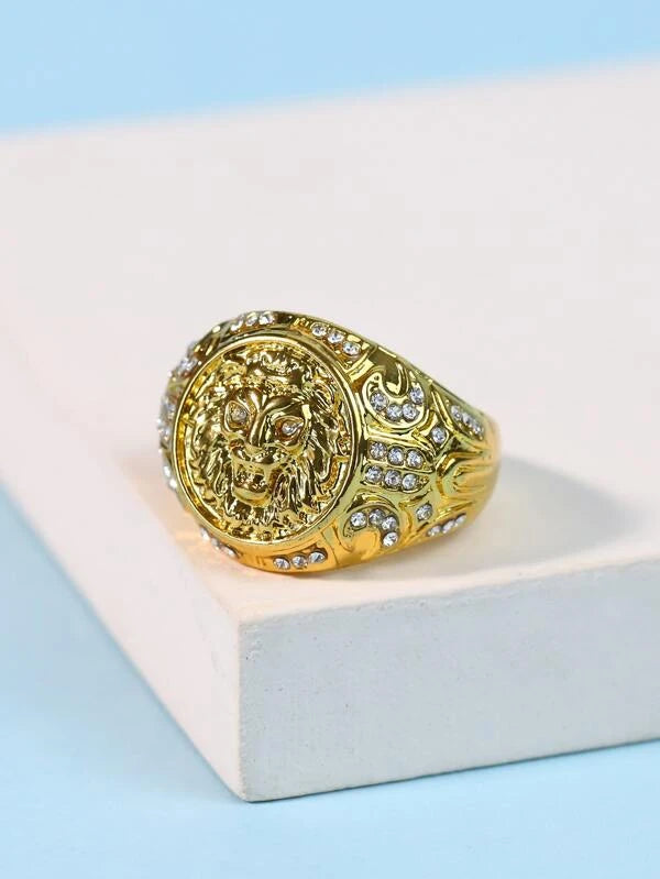 Men Lion Head Decor Ring