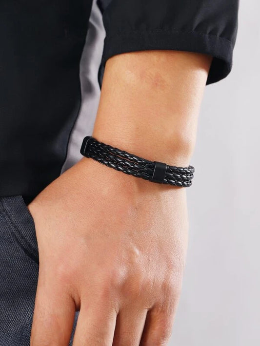 Men Solid Woven Bracelet