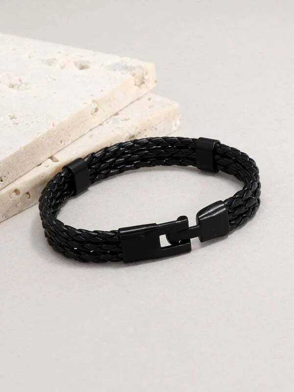 Men Solid Woven Bracelet