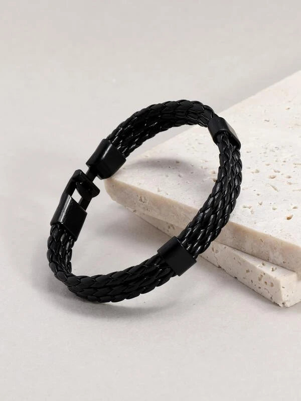 Men Solid Woven Bracelet