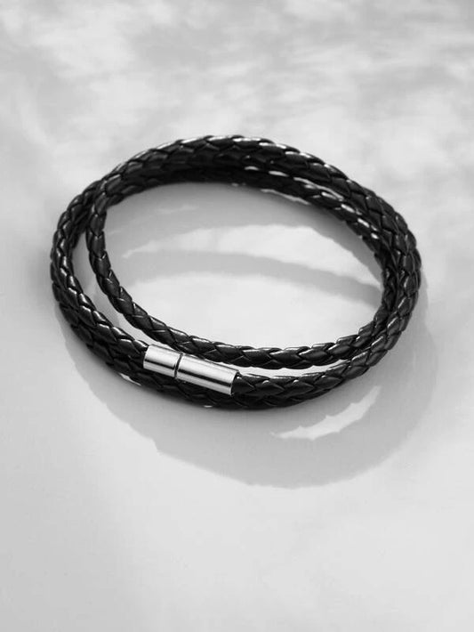 Men Faux Leather Layered Bracelet