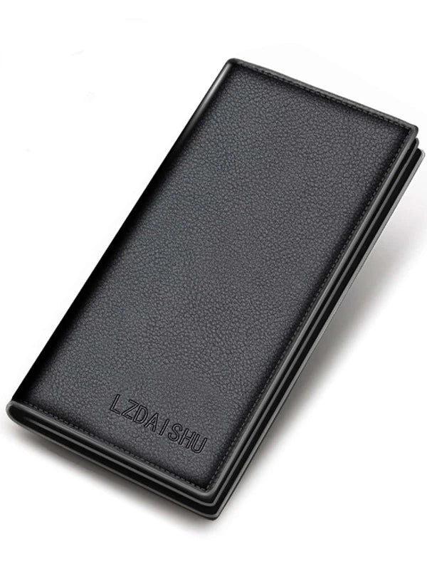 Men Litchi Embossed Letter Graphic Long Wallet