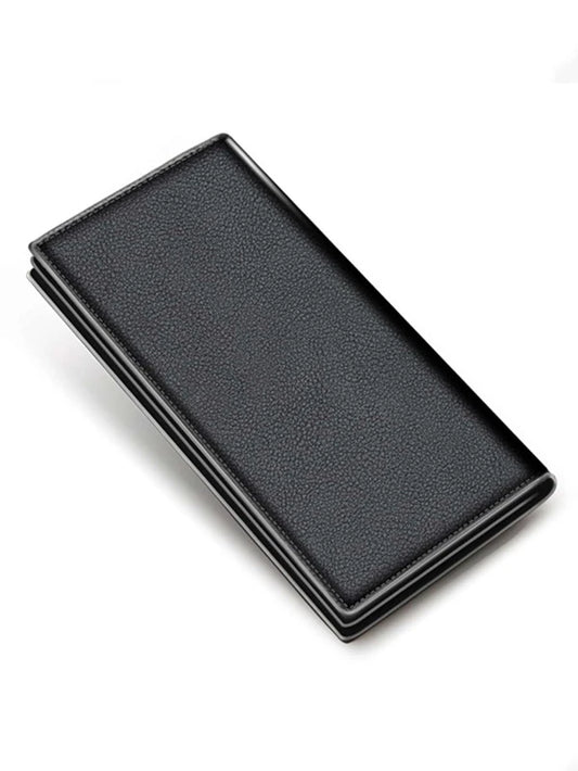 Men Litchi Embossed Letter Graphic Long Wallet