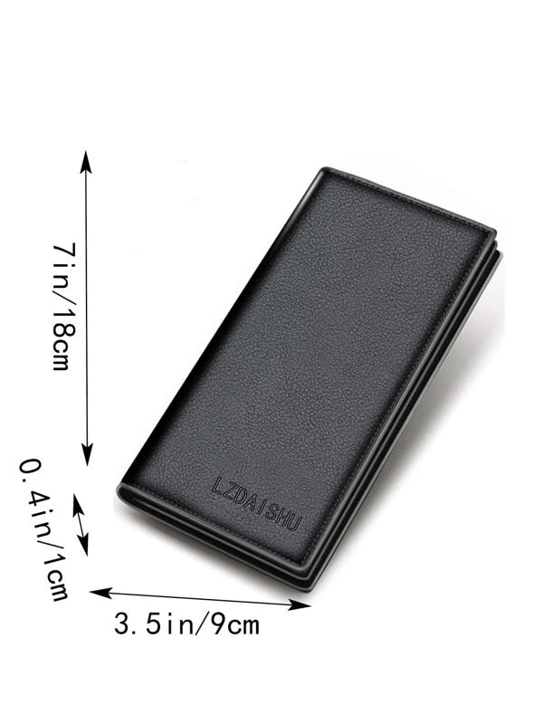 Men Litchi Embossed Letter Graphic Long Wallet