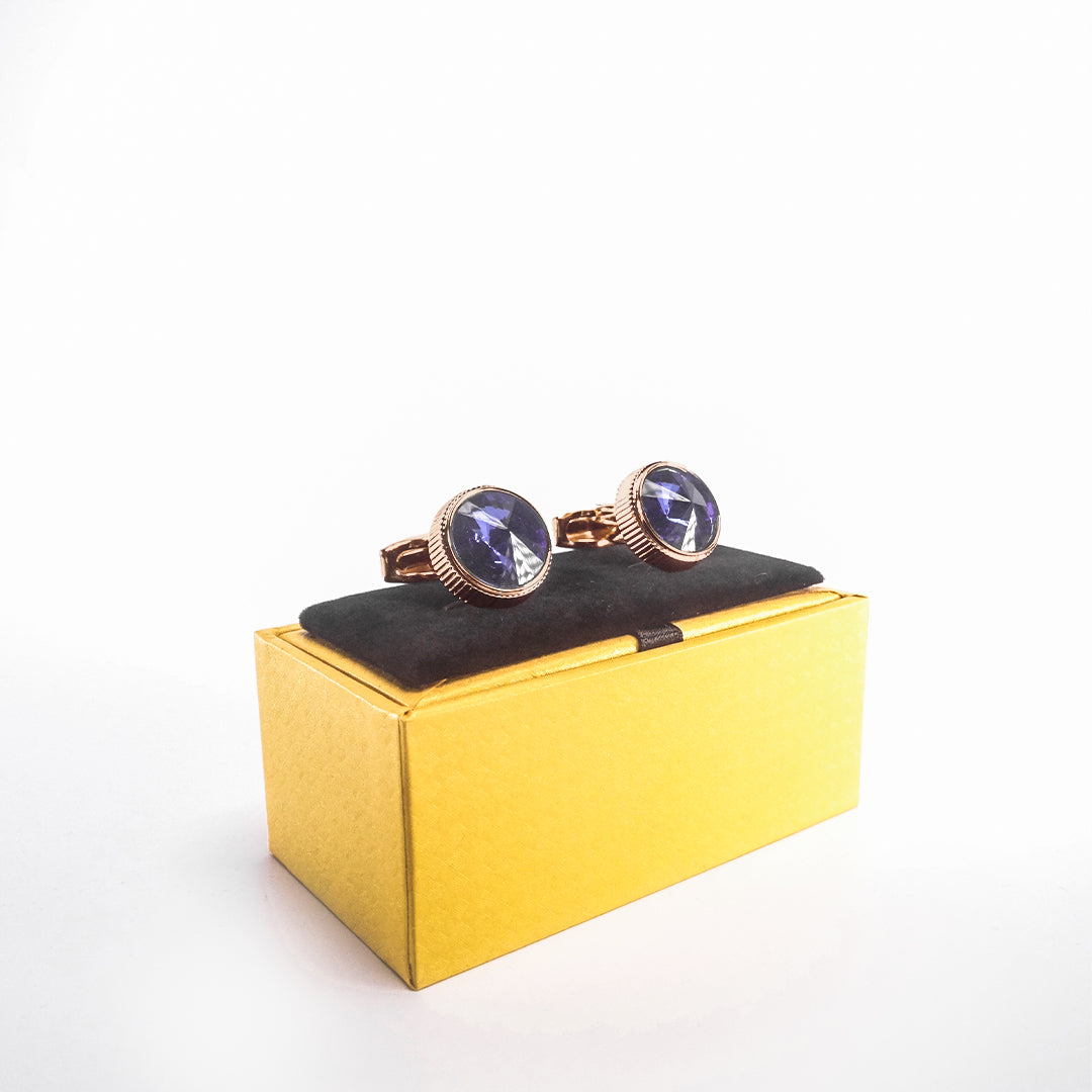 Gold Cufflinks with Purple Stones