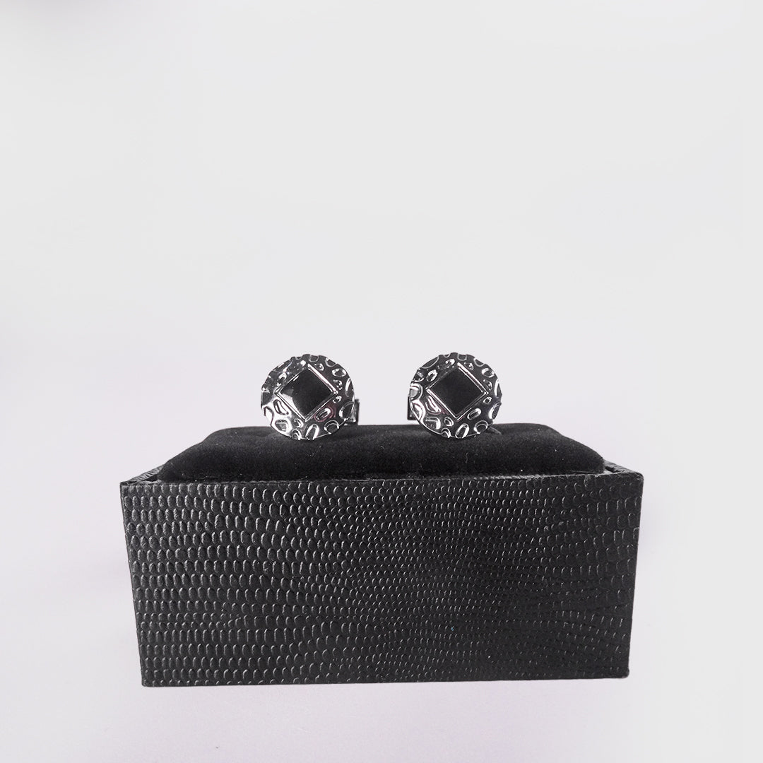 Silver Cufflinks with Black Stones