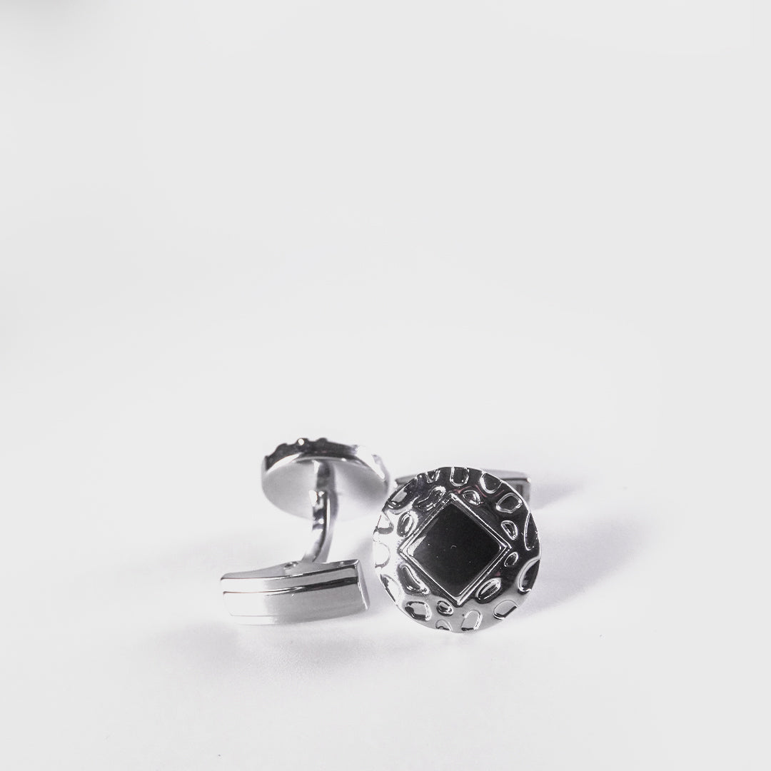 Silver Cufflinks with Black Stones