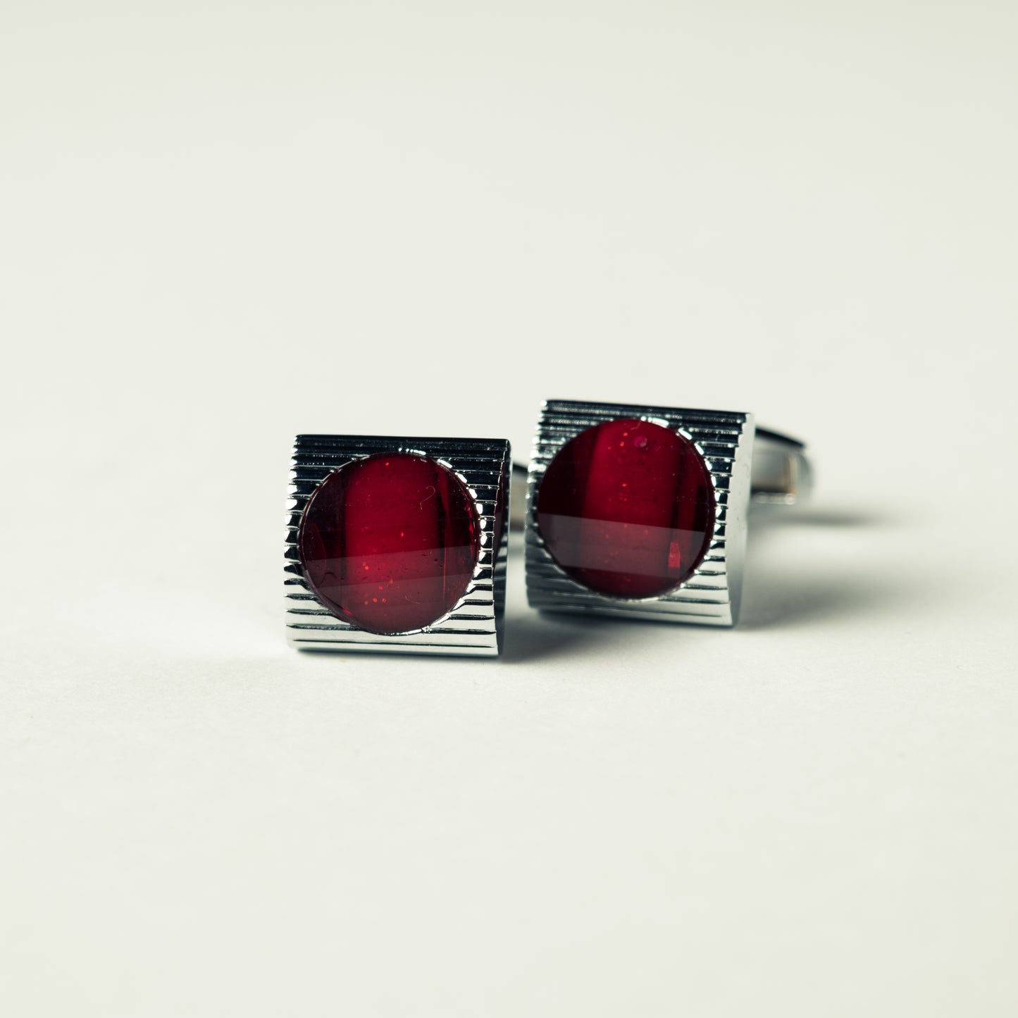 Classy Cufflinks with Red Stone