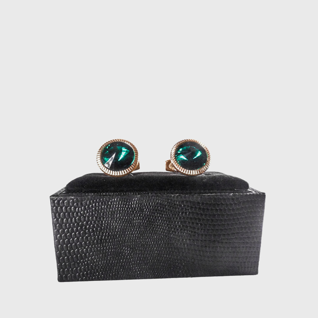 Gold Cufflinks with Green Stones