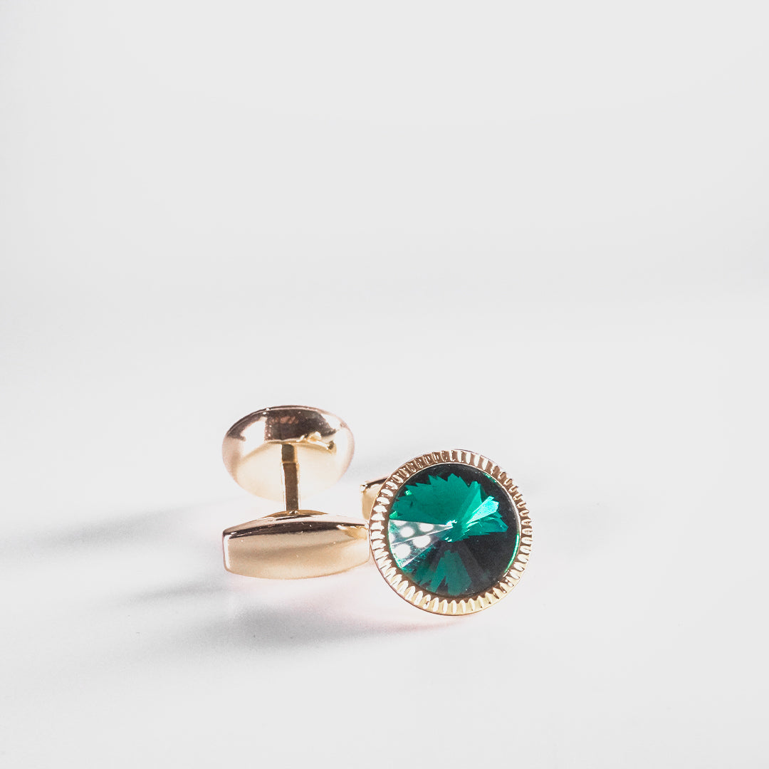 Gold Cufflinks with Green Stones