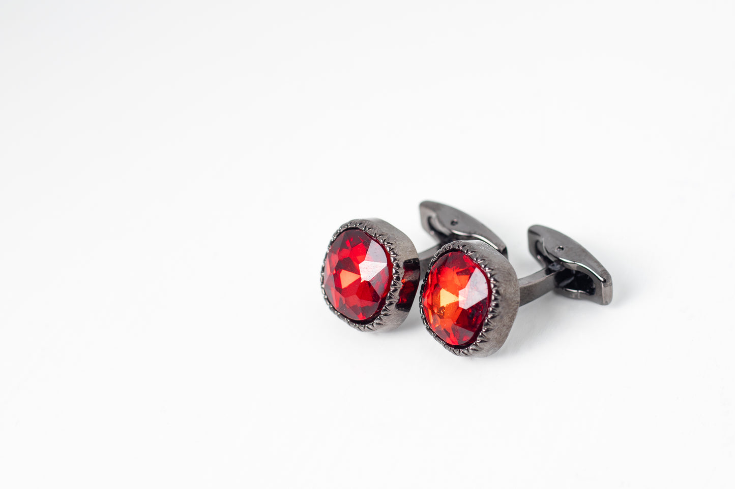 Classy Bronze Cufflinks with Red Stones