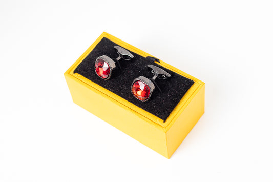 Classy Bronze Cufflinks with Red Stones