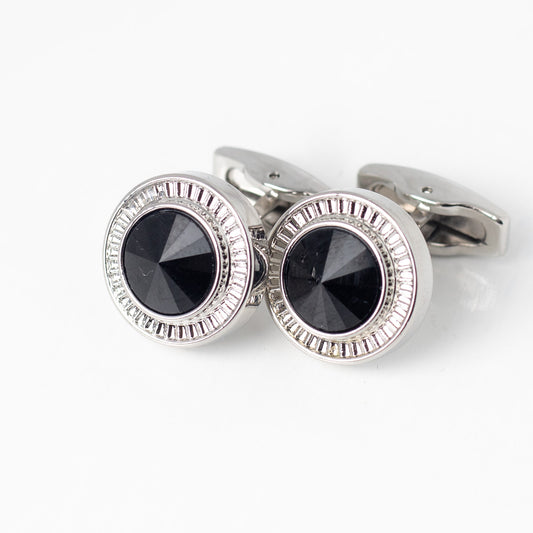 Classy Silver Cufflinks with Black Stone