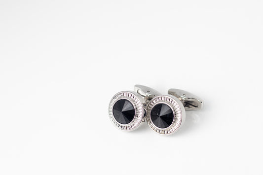 Silver Cufflinks with Black Stones