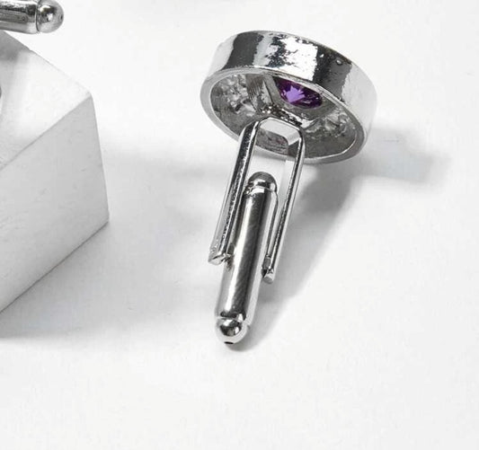 Silver Cufflinks with Purple Stones